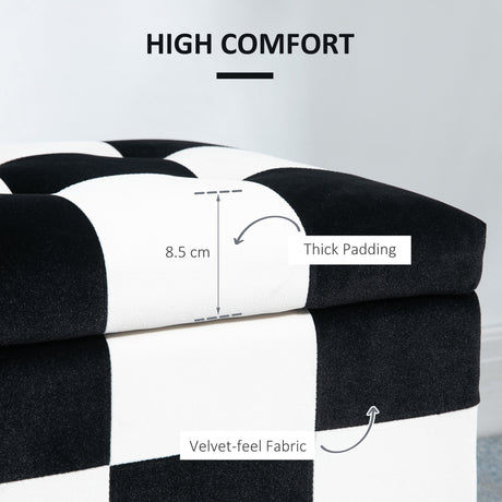 Polyester Fabric Storage Ottoman 114cm Wide With Wooden Legs - Velmora