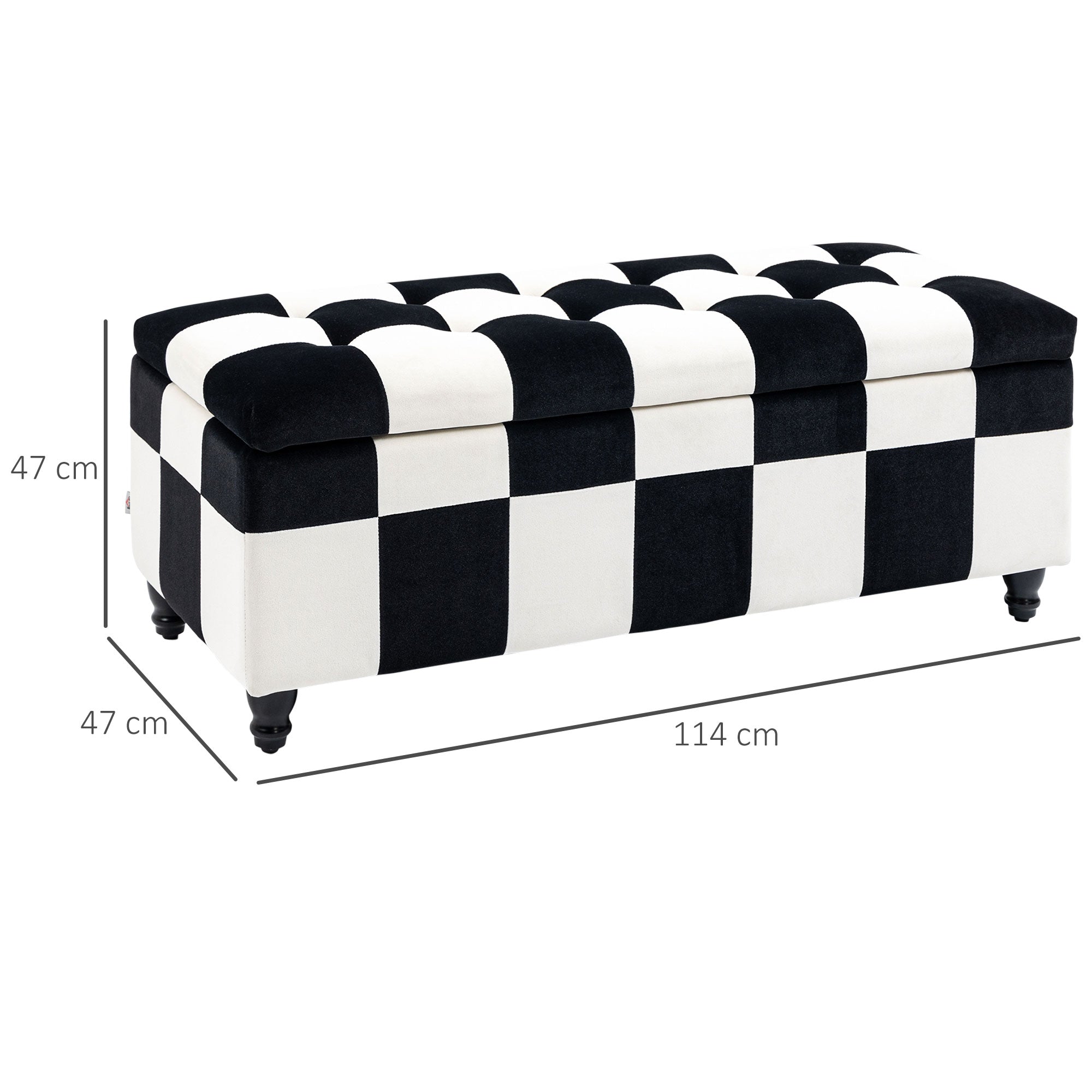 Polyester Fabric Storage Ottoman 114cm Wide With Wooden Legs - Velmora
