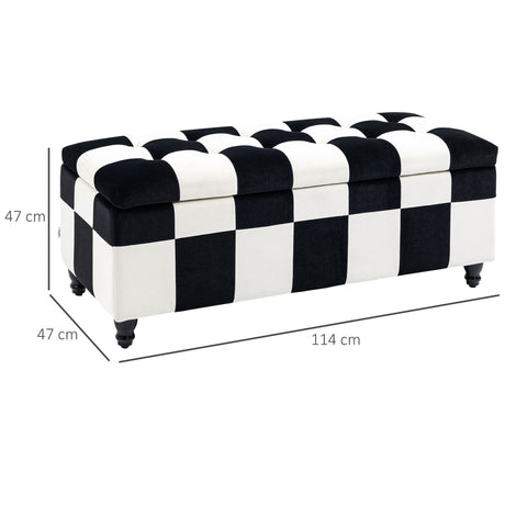 Polyester Fabric Storage Ottoman 114cm Wide With Wooden Legs - Velmora