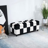 Polyester Fabric Storage Ottoman 114cm Wide With Wooden Legs - Velmora