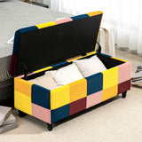 Polyester Fabric Storage Ottoman 114cm Wide With Wooden Legs - Velmora