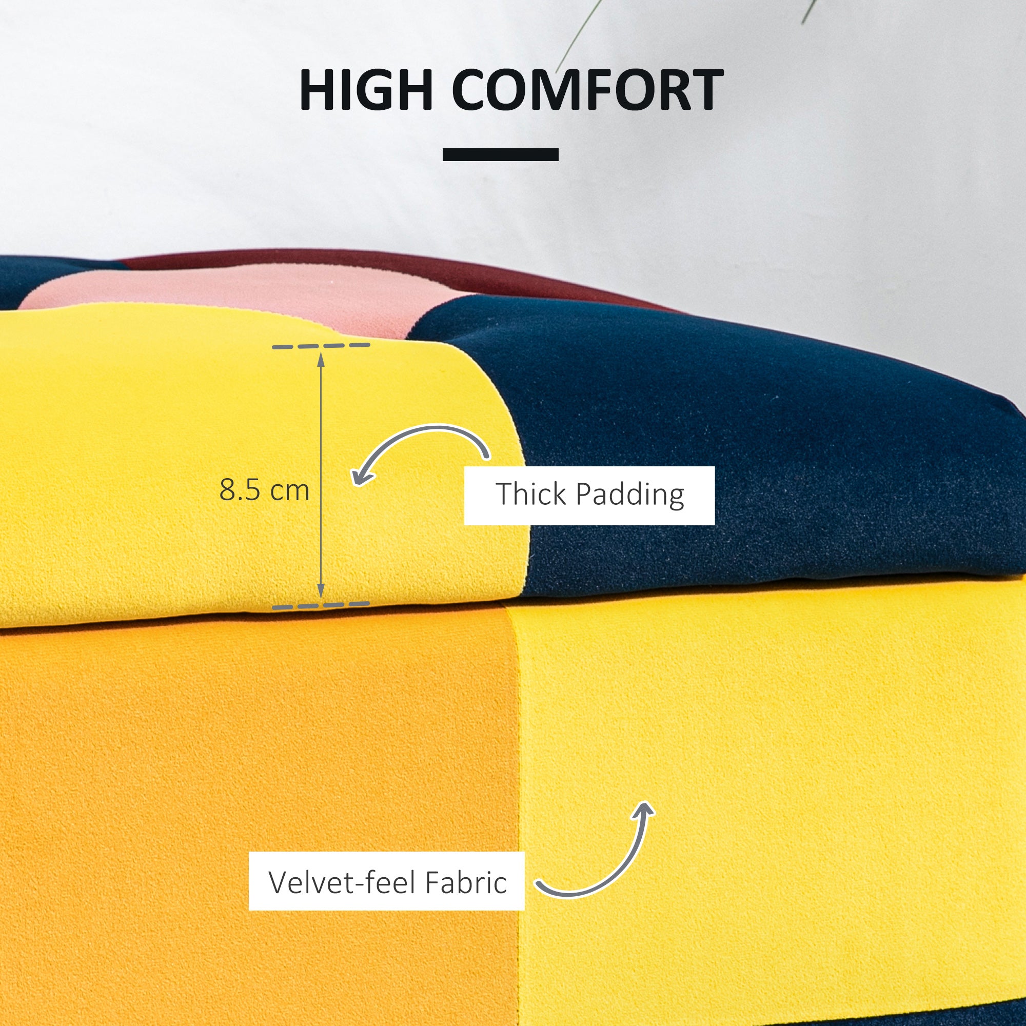 Polyester Fabric Storage Ottoman 114cm Wide With Wooden Legs - Velmora