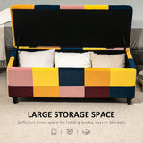 Polyester Fabric Storage Ottoman 114cm Wide With Wooden Legs - Velmora