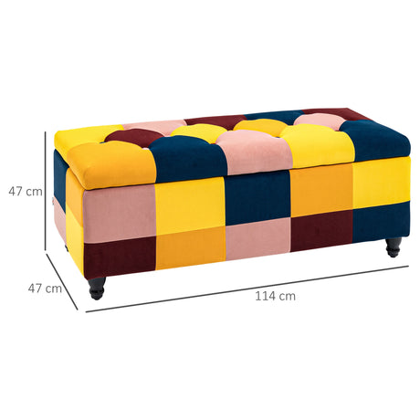 Polyester Fabric Storage Ottoman 114cm Wide With Wooden Legs - Velmora