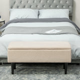 Polyester Fabric Storage Ottoman 95cm Wide With Wooden Legs - Velmora