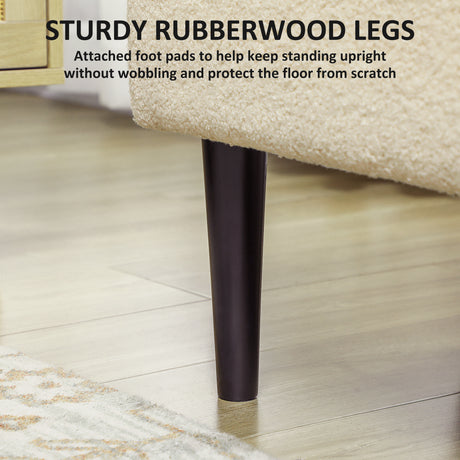Polyester Fabric Storage Ottoman 95cm Wide With Wooden Legs - Velmora
