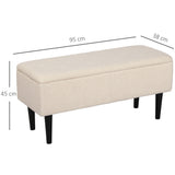 Polyester Fabric Storage Ottoman 95cm Wide With Wooden Legs - Velmora