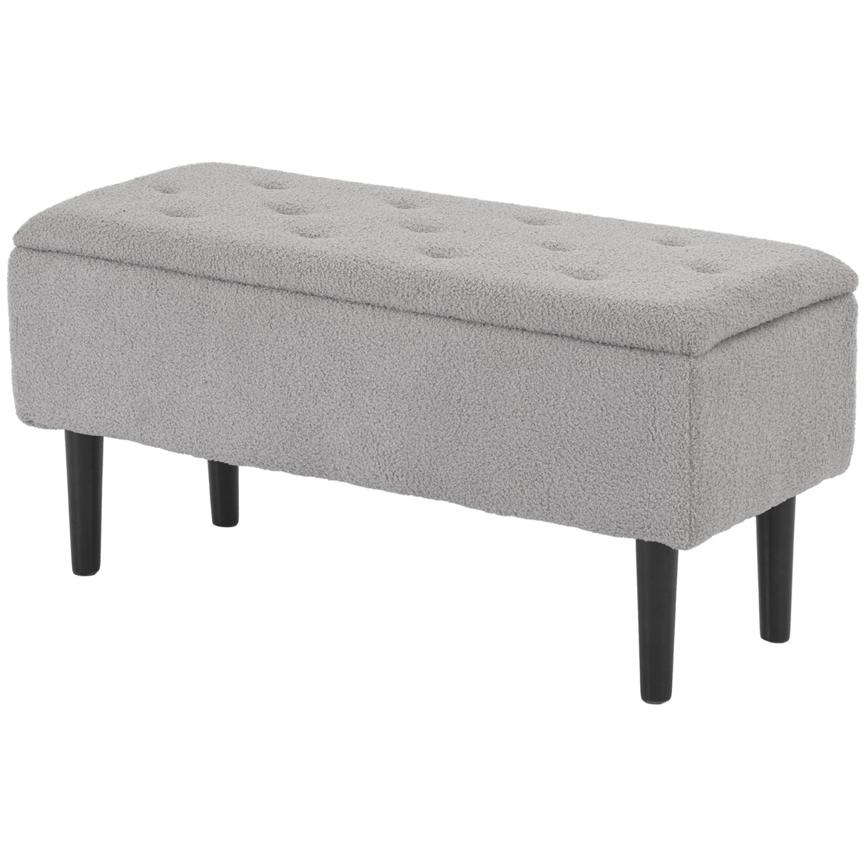 Polyester Fabric Storage Ottoman 95cm Wide With Wooden Legs - Velmora