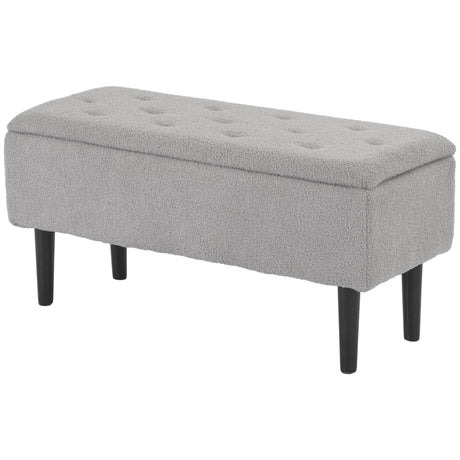 Polyester Fabric Storage Ottoman 95cm Wide With Wooden Legs - Velmora