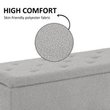 Polyester Fabric Storage Ottoman 95cm Wide With Wooden Legs - Velmora