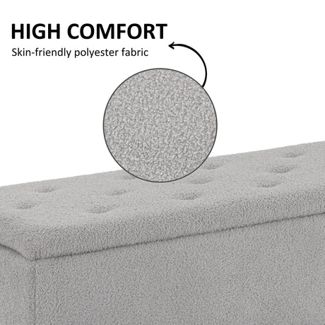 Polyester Fabric Storage Ottoman 95cm Wide With Wooden Legs - Velmora