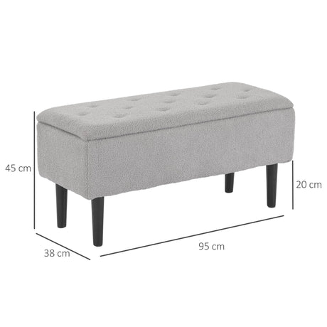 Polyester Fabric Storage Ottoman 95cm Wide With Wooden Legs - Velmora