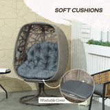 Polyester Fabric Swivel Egg Chair With Cushions - Velmora