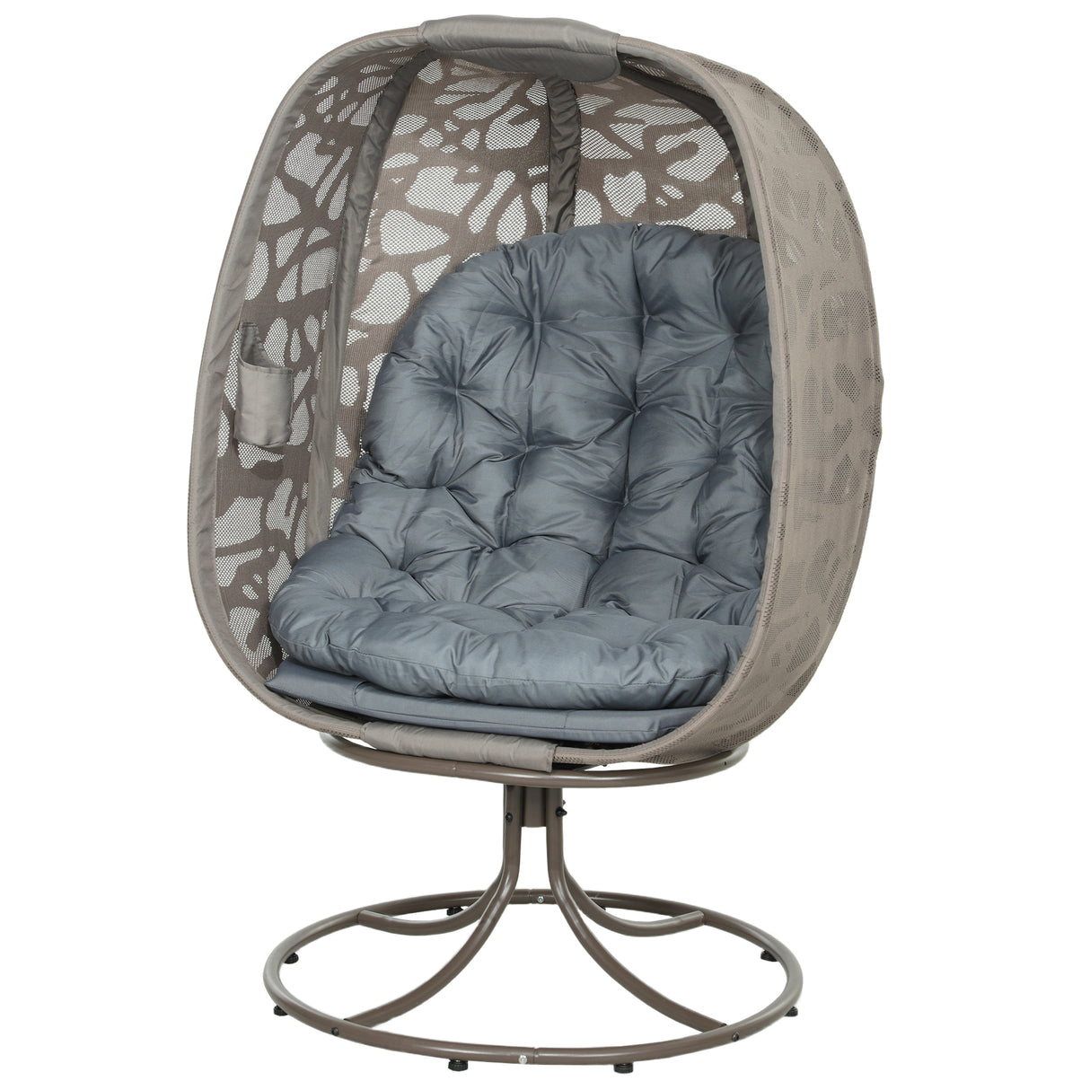 Polyester Fabric Swivel Egg Chair With Cushions - Velmora