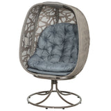 Polyester Fabric Swivel Egg Chair With Cushions - Velmora