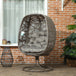 Polyester Fabric Swivel Egg Chair With Cushions - Velmora