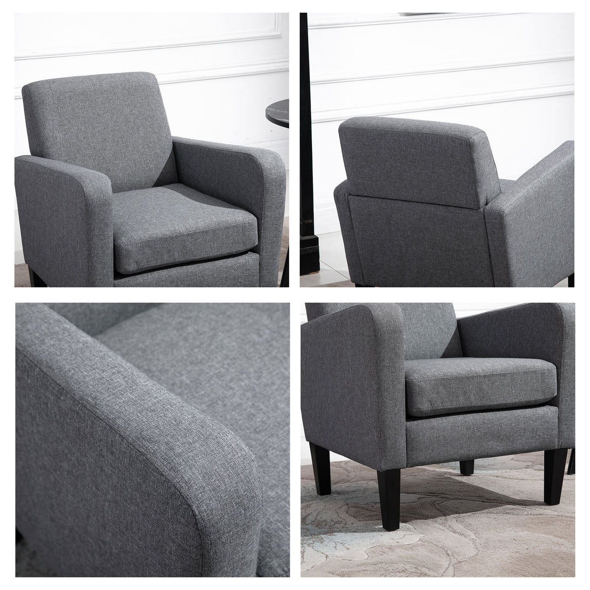 Polyester Fabric Upholstered Accent Chair 66cm Wide in Set Of 2 - Velmora