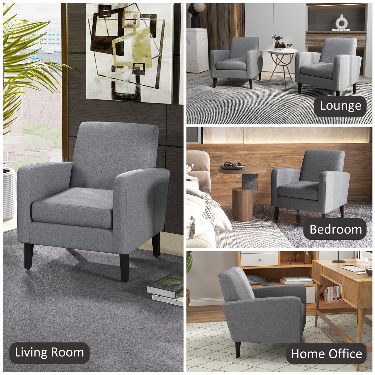 Polyester Fabric Upholstered Accent Chair 66cm Wide in Set Of 2 - Velmora