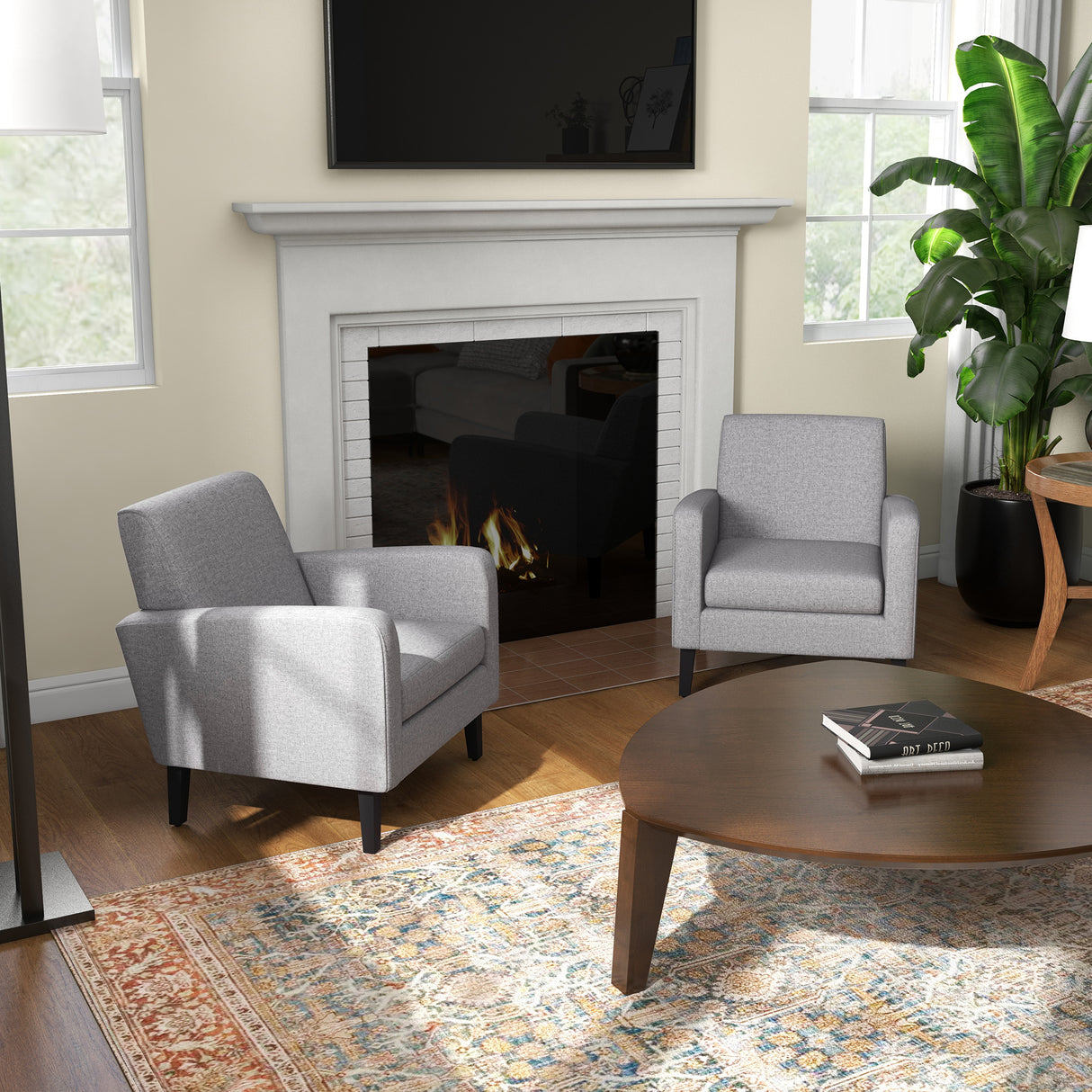 Polyester Fabric Upholstered Accent Chair 66cm Wide in Set Of 2 - Velmora