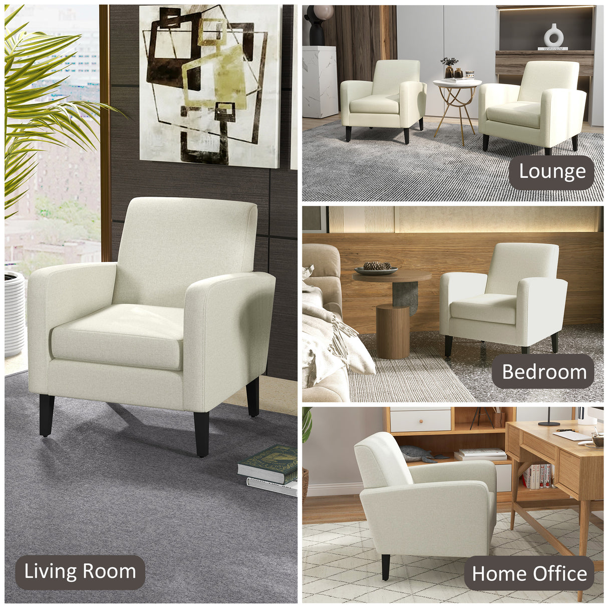 Polyester Fabric Upholstered Accent Chair 66cm Wide in Set Of 2 - Velmora