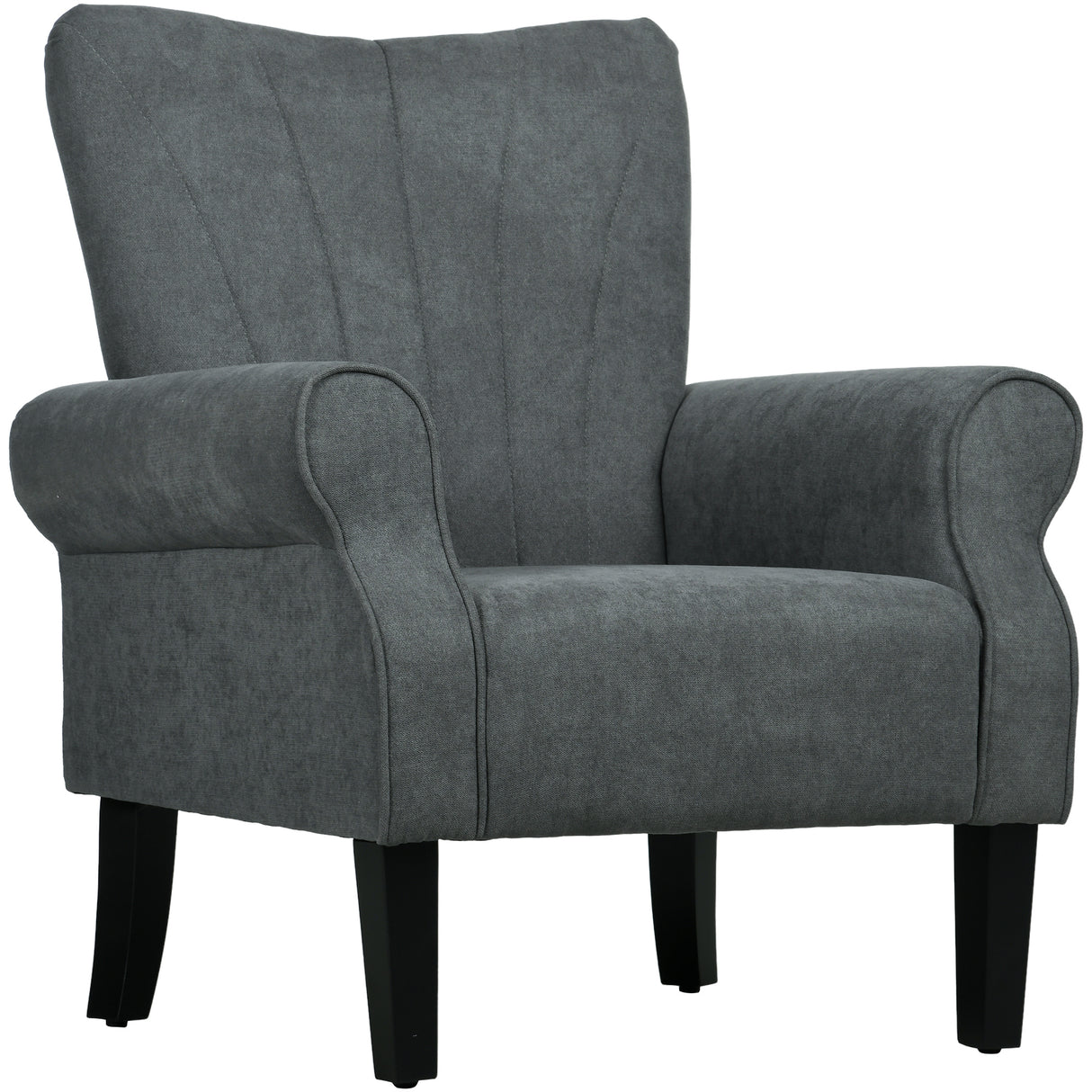 Polyester Fabric Upholstered Accent Chair With Rolled Arms 80cm Wide - Velmora