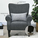 Polyester Fabric Upholstered Accent Chair With Rolled Arms 80cm Wide - Velmora