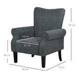 Polyester Fabric Upholstered Accent Chair With Rolled Arms 80cm Wide - Velmora