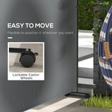 Polyester Garden Privacy Screen With Metal Frame And Wheels 183cm Wide - Velmora