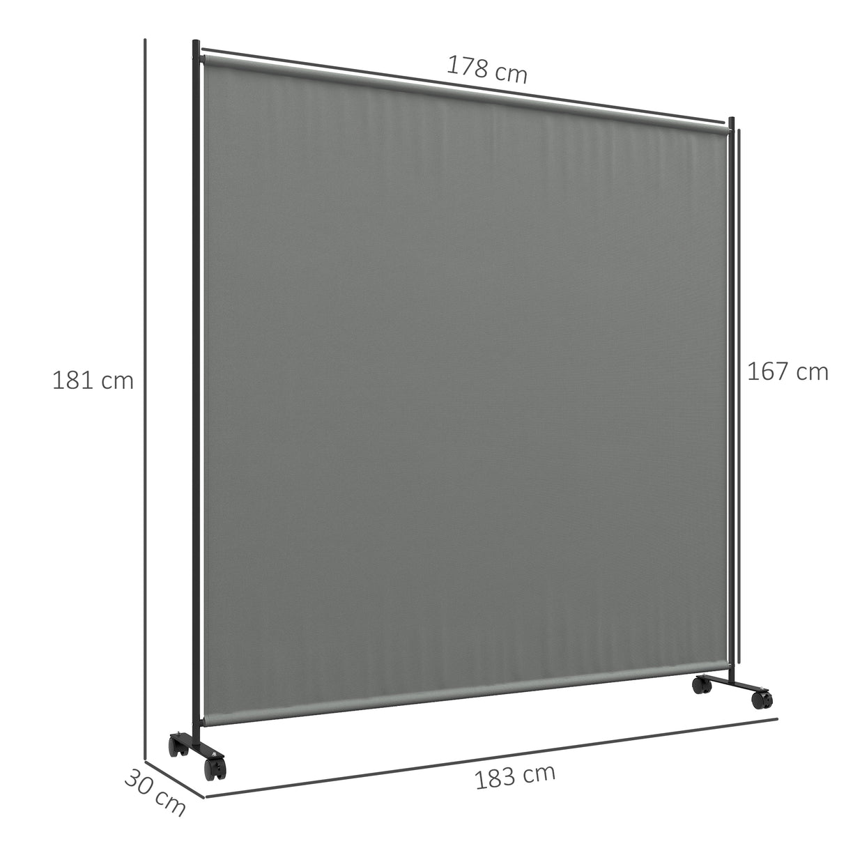 Polyester Garden Privacy Screen With Metal Frame And Wheels 183cm Wide - Velmora