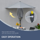Polyester Half Parasol Umbrella 200cm Wide x 190cm Depth - Velmora