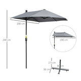 Polyester Half Parasol Umbrella 200cm Wide x 190cm Depth - Velmora