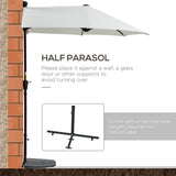 Polyester Half Parasol Umbrella 200cm Wide x 190cm Depth - Velmora