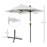 Polyester Half Parasol Umbrella 200cm Wide x 190cm Depth - Velmora