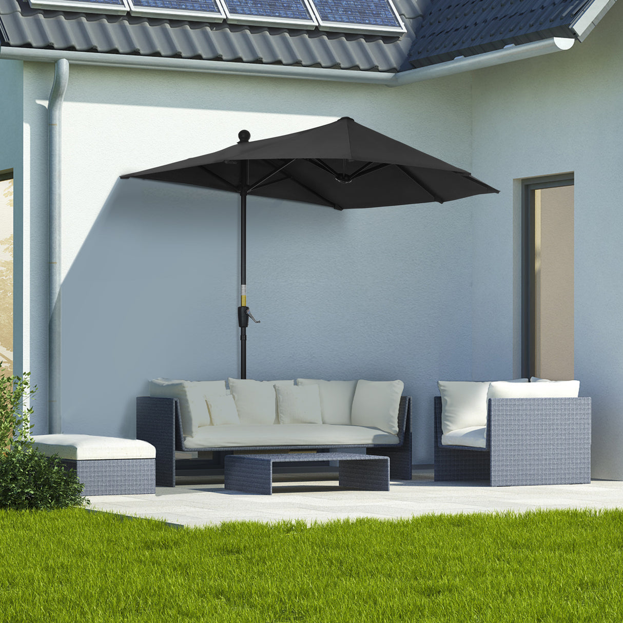 Polyester Half Parasol Umbrella 200cm Wide x 190cm Depth - Velmora