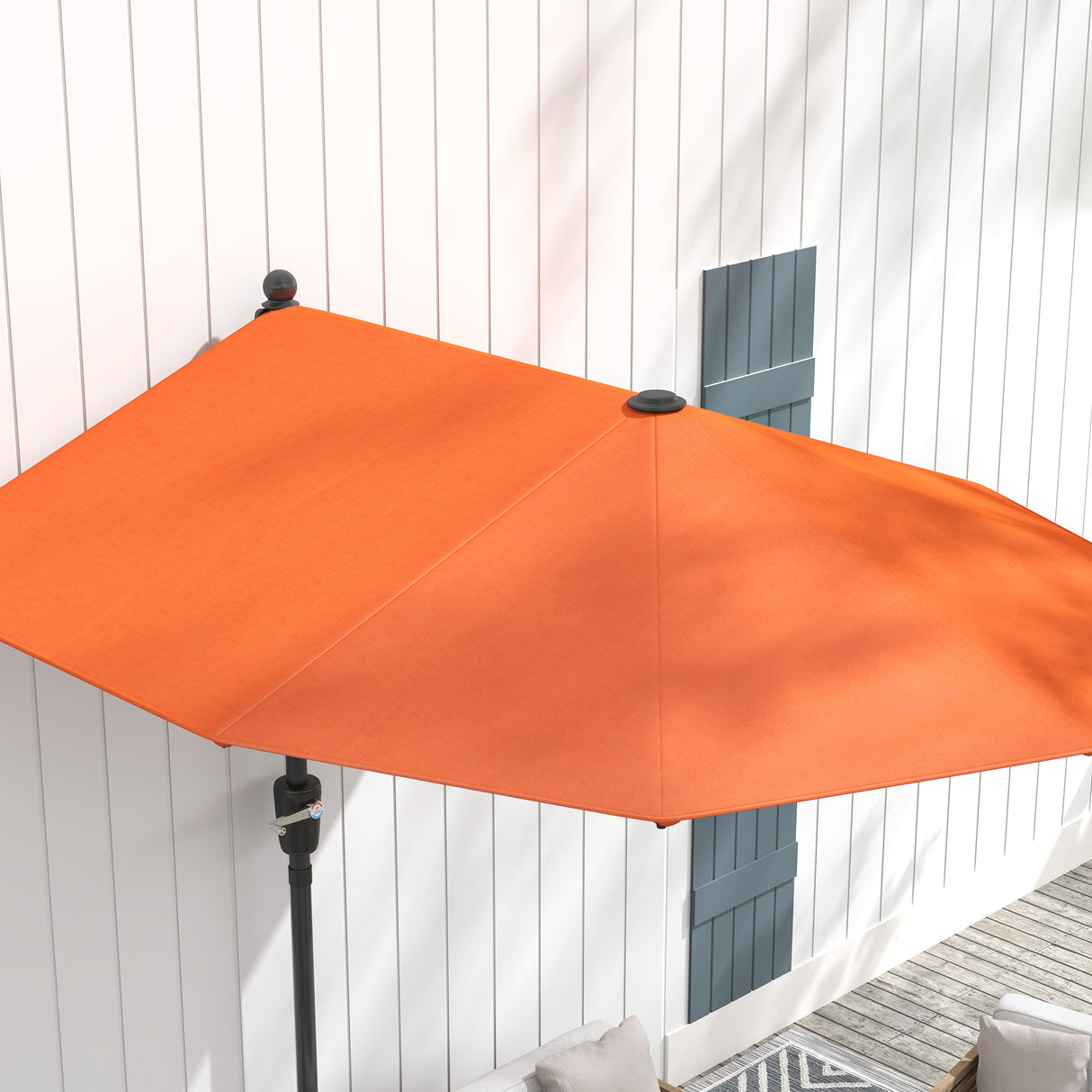 Polyester Half Parasol Umbrella 200cm Wide x 190cm Depth - Velmora