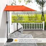 Polyester Half Parasol Umbrella 200cm Wide x 190cm Depth - Velmora