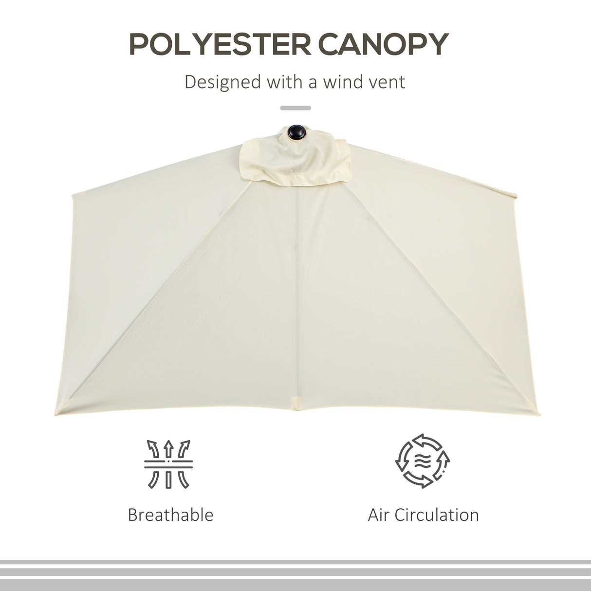 Polyester Half Parasol Umbrella 230cm Wide x 130cm Depth - Velmora