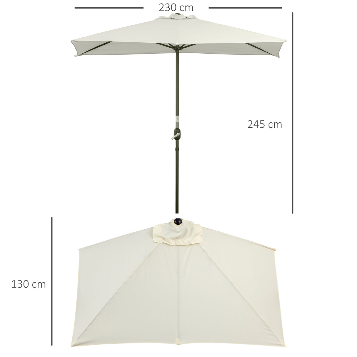 Polyester Half Parasol Umbrella 230cm Wide x 130cm Depth - Velmora