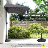 Polyester Half Parasol Umbrella 230cm Wide x 130cm Depth - Velmora
