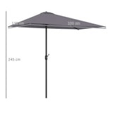 Polyester Half Parasol Umbrella 230cm Wide x 130cm Depth - Velmora