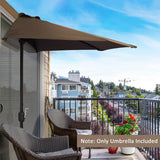 Polyester Half Parasol Umbrella 269cm Wide x 138cm Depth - Velmora