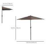Polyester Half Parasol Umbrella 269cm Wide x 138cm Depth - Velmora