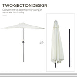 Polyester Half Parasol Umbrella 269cm Wide x 138cm Depth - Velmora