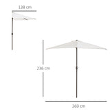 Polyester Half Parasol Umbrella 269cm Wide x 138cm Depth - Velmora