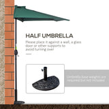Polyester Half Parasol Umbrella 269cm Wide x 138cm Depth - Velmora