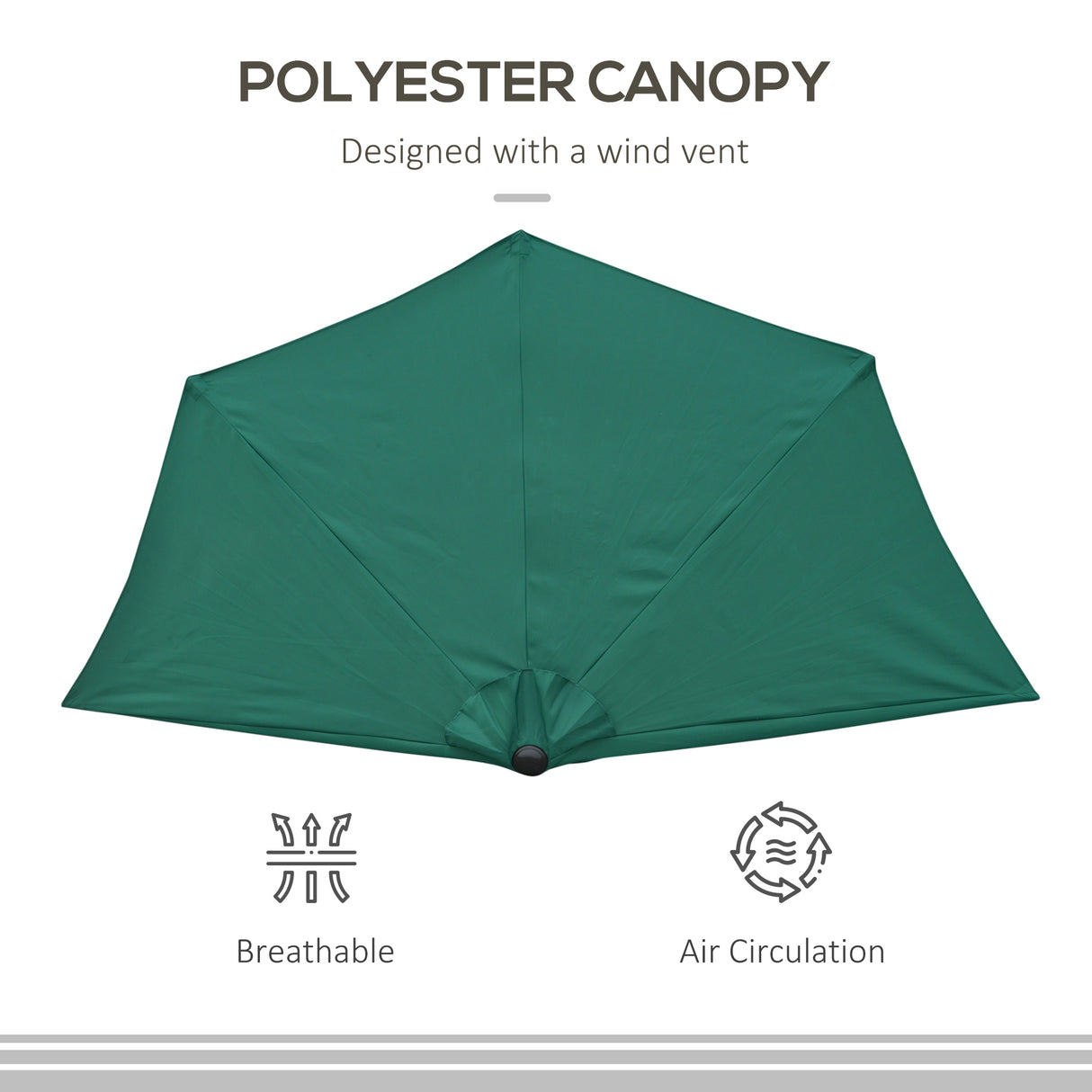 Polyester Half Parasol Umbrella 269cm Wide x 138cm Depth - Velmora