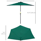 Polyester Half Parasol Umbrella 269cm Wide x 138cm Depth - Velmora