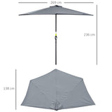 Polyester Half Parasol Umbrella 269cm Wide x 138cm Depth - Velmora