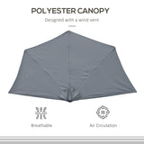 Polyester Half Parasol Umbrella 269cm Wide x 138cm Depth - Velmora