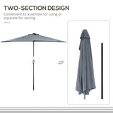 Polyester Half Parasol Umbrella 269cm Wide x 138cm Depth - Velmora